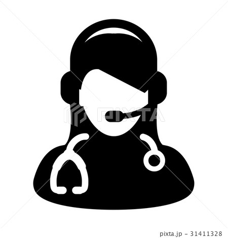 Woman Doctor Icon - Vector Online Consultation Woman Doctor Icon - Vector Online Consultation 31411328