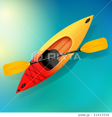 Kayak and paddle Vector on water illustration of 31413550