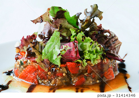 Grilled vegetables salad on white wood Grilled vegetables salad on white wood 31414346