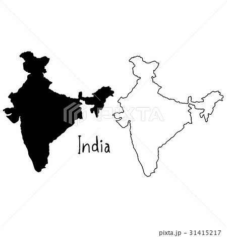 outline and silhouette map of India  31415217