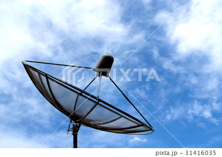 Satellite dish on blue sky with clouds Satellite dish on blue sky with clouds 31416035