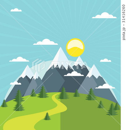 Summer mountain with snow-covered peaks 31416260