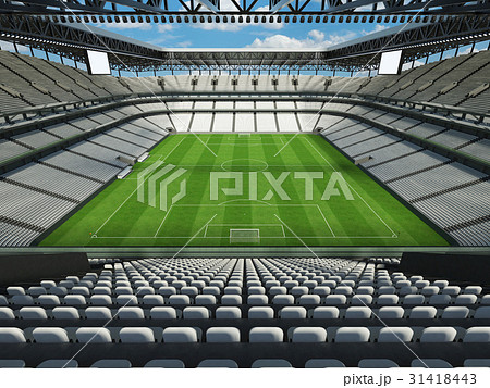Large soccer football Stadium with white seats 31418443