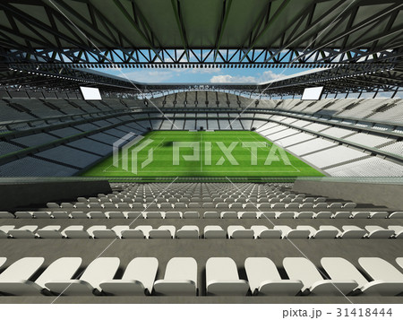 Large soccer football Stadium with white seats 31418444