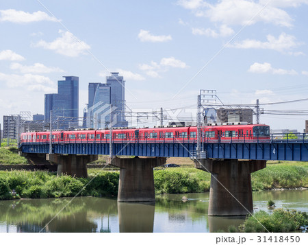 名古屋市西区・枇杷島・都市風景 名鉄名古屋本線 庄内川橋梁と名古屋駅中心部 名古屋市西区・枇杷島・都市風景 名鉄名古屋本線 庄内川橋梁と名古屋駅中心部 31418450