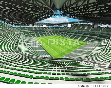 Large soccer football Stadium with green seats 31418505