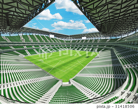 Large soccer football Stadium with green seats 31418506
