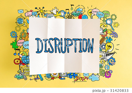Disruption text with colorful illustrations 31420833