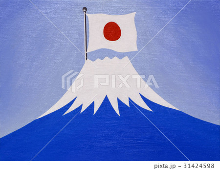 油絵イラストMt.Fuji with Japanese Fragのイラスト素材 [31424598