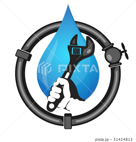 Pipes and a drop of water to repair plumbing 31424813