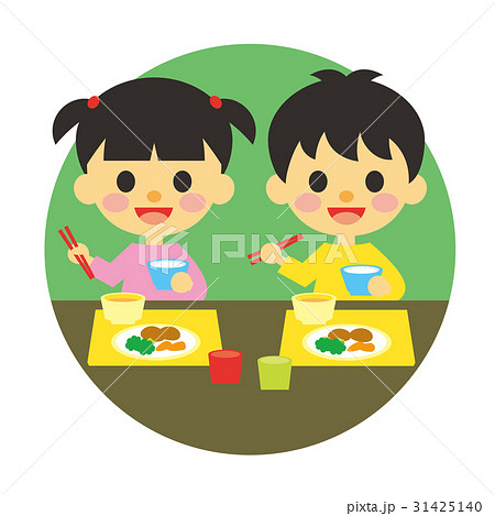 子供と行事 お昼ご飯のイラスト素材