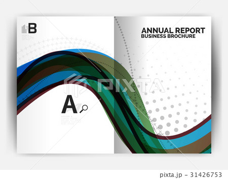 Business report cover template wave Business report cover template wave 31426753