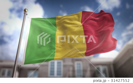 Mali Flag 3D Rendering on Blue Sky Building 31427552