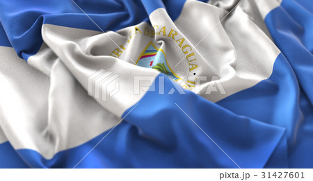 Nicaragua Flag Ruffled Beautifully Waving 31427601