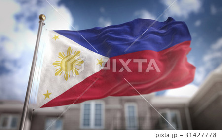 Philippines Flag 3D Rendering on Blue Sky 31427778