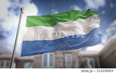 Sierra Leone Flag 3D Rendering on Blue Sky 31428064