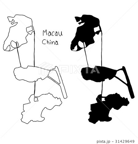 outline and silhouette map of Macau China  31429649