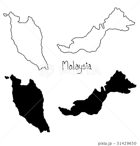 outline and silhouette map of Malaysia 31429650
