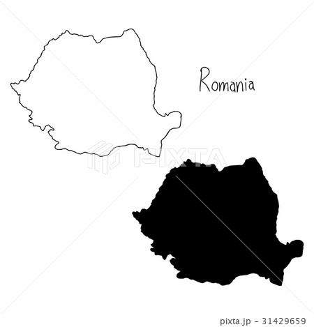 outline and silhouette map of Romania  31429659