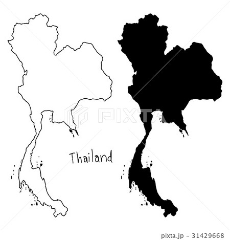outline and silhouette map of Thailand 31429668