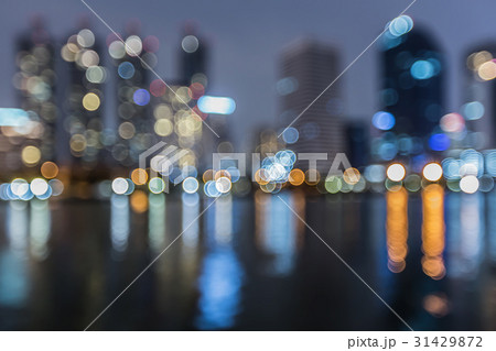 Night blurred bokeh light city building 31429872