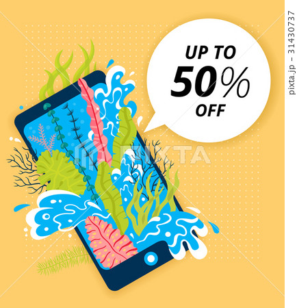 Concept of travel, seaweed and sea wave in phone Concept of travel, seaweed and sea wave in phone 31430737