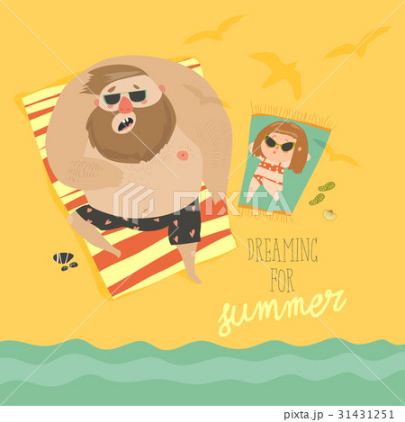 Father and daughter lying on sand 31431251