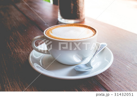 hot coffee mocha with foam milk in vintage cafe hot coffee mocha with foam milk in vintage cafe 31432051