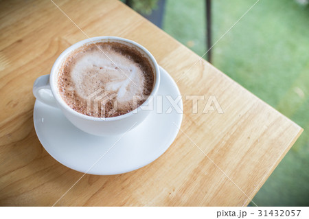 hot coffee mocha with foam milk in cafe hot coffee mocha with foam milk in cafe 31432057