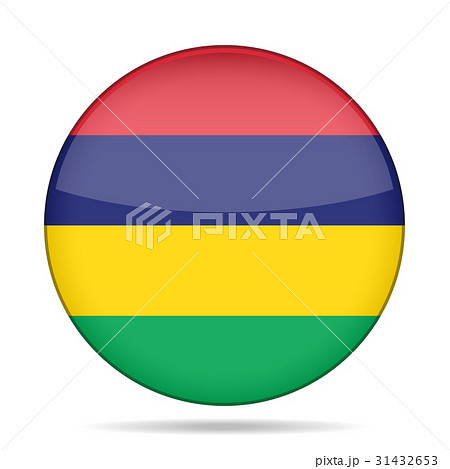 Flag of Mauritius. Shiny round button. 31432653