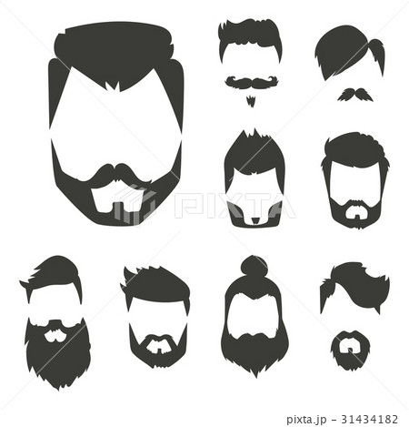 Vector set of hipster retro hair style mustacheのイラスト素材 [31434182] - PIXTA