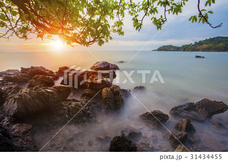 beautiful abandon sea scape with sun rising sky beautiful abandon sea scape with sun rising sky 31434455