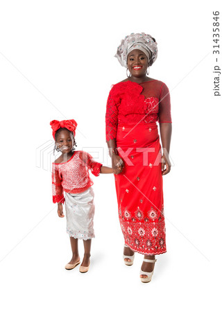 African woman and little girl in traditional dress 31435846