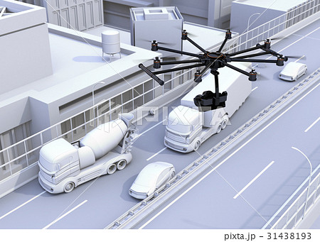 マルチコプターで交通事故を中継するコンセプトイメージ 31438193