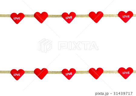 red heart-shaped with ribbon isolated on white  31439717