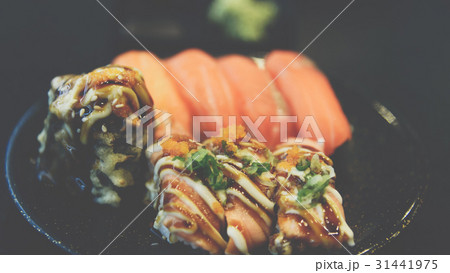 Japanese food in set different types of sushi 31441975