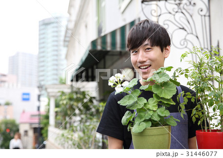 植木鉢を持つ男性 植木鉢を持つ男性 31446077
