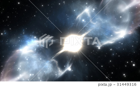 Supernova explosion with hourglass shaped bubble 31449316