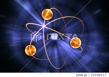 Atom nuclear model on black background Atom nuclear model on black background 31449317