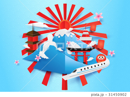 Japan travel concept background. paper art style Japan travel concept background. paper art style 31450902