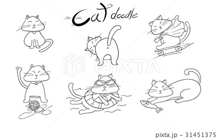 cute hand drawn cats. doodle Animals vector  31451375