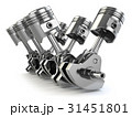V6 engine pistons and crankshaft isolated on white 31451801