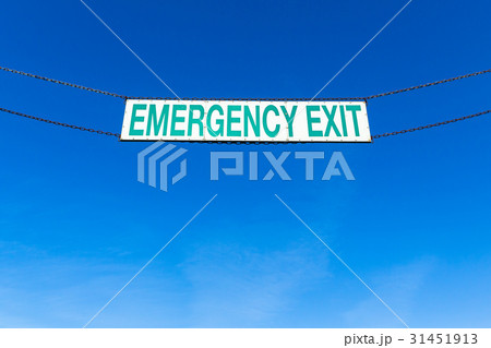 Emergency Exit Signboard Blue Sky 31451913