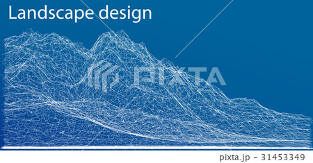 Wireframe polygonal landscape. Vector Illustration 31453349