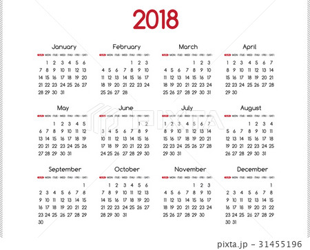 2018 year vector calendar simple design 31455196