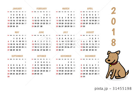 2018 new year vector calendar with doodle cartoon  31455198