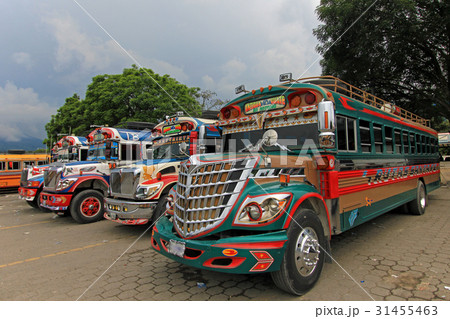 Typical colorful guatemalan chicken bus in Antigua 31455463