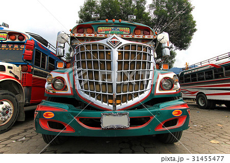 Typical colorful guatemalan chicken bus in Antigua 31455477