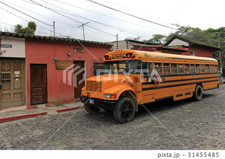 Typical colorful guatemalan chicken bus in Antigua 31455485