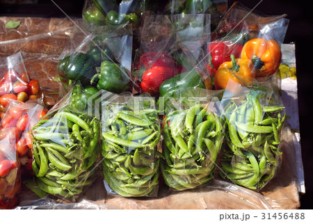 green peas and sweet pepper in a plastic bag sale  31456488